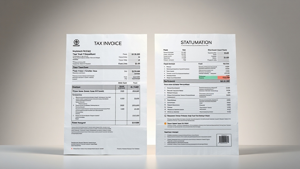 거래명세서: 완벽 가이드 - 작성법, 양식, 세금계산서 차이점까지 6 세금계산서와 차이점 완벽 정리 (realistic 스타일)