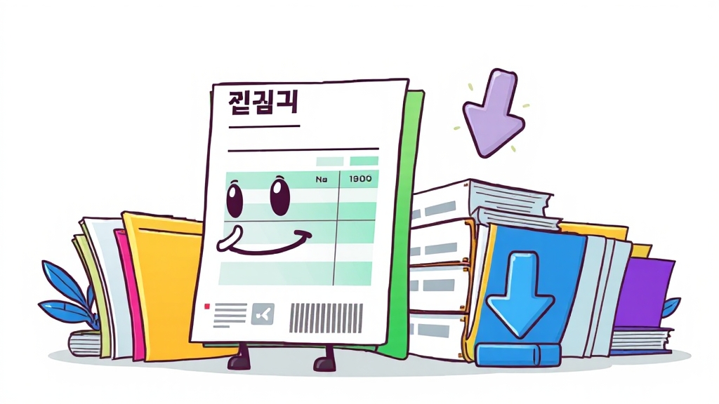 거래명세서: 완벽 가이드 - 작성법, 양식, 세금계산서 차이점까지 7 거래명세서 다운로드 & 활용 꿀팁 (cartoon 스타일)