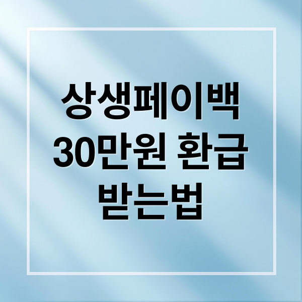 상생페이백 30만원 환급 받으려면? 신청 방법, 조건, 기간 총정리