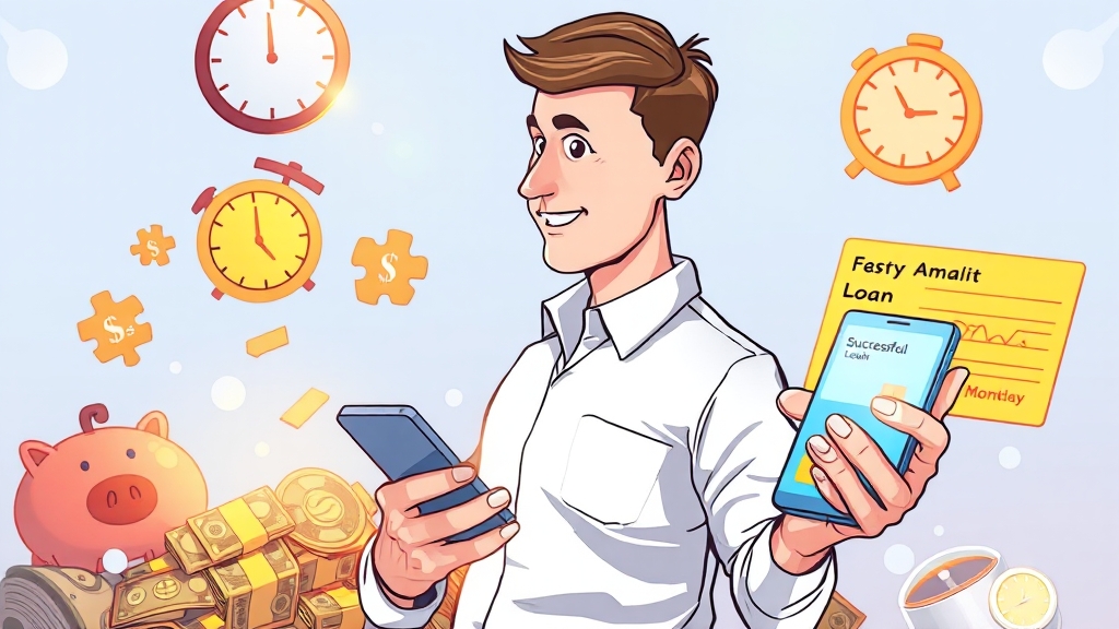 모바일 소액대출 신청 절차 및 후기 (cartoon 스타일)