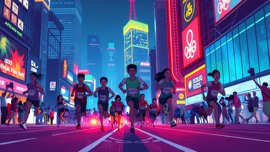 대구 러닝, 운동장 트랙에서 시작하세요! 코스, 팁, 행사 정보 6 대구 러닝 문화: 대회 및 행사 (cartoon 스타일)