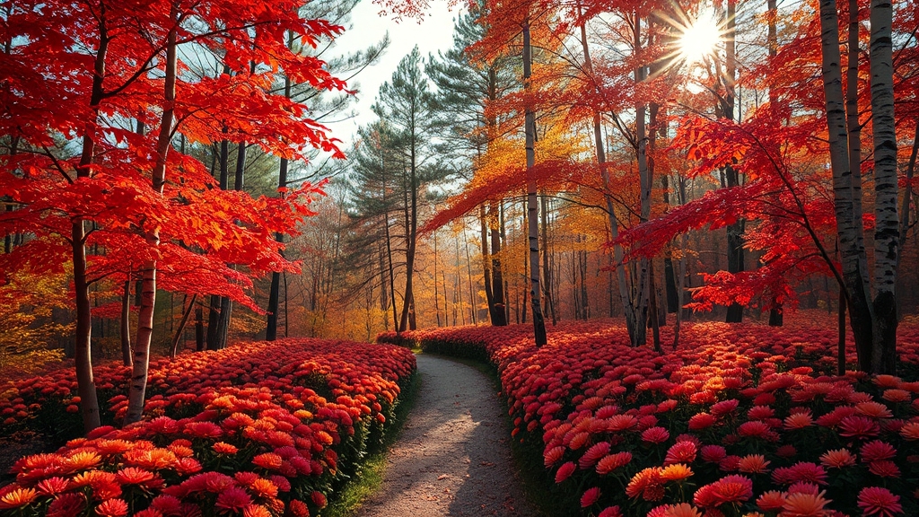 화담숲 완벽 가이드: 예약부터 모노레일, 테마원까지 6 화담숲 테마원: 다채로운 볼거리 가득 (realistic 스타일)