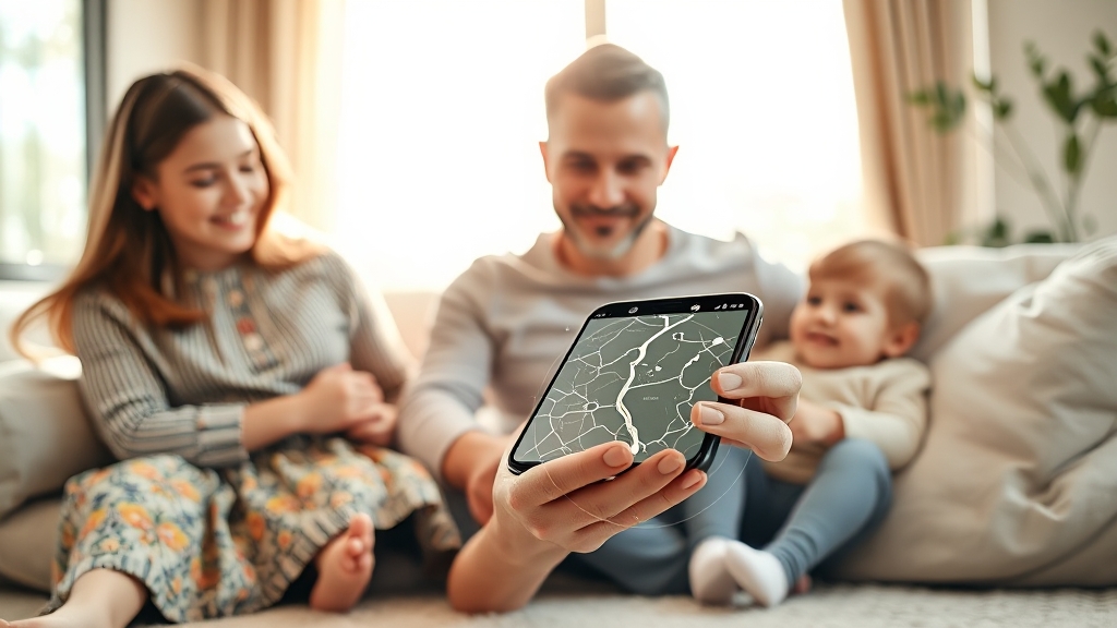 위치추적 A to Z: 안전, 분실, 기술, 개인정보 보호까지 완벽 분석 2 위치추적 어플 개념 & 활용 (realistic 스타일)