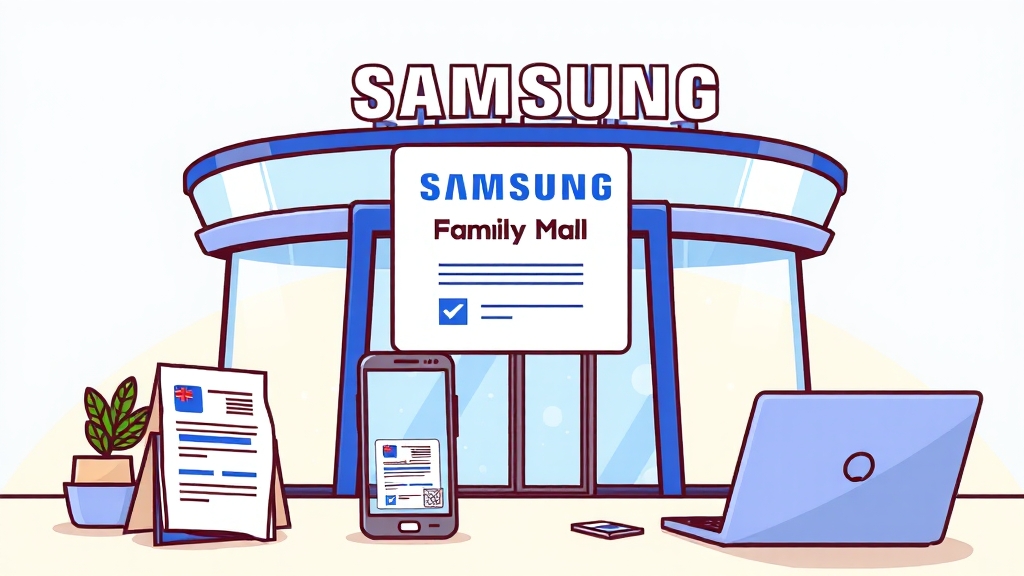 삼성 패밀리몰 가입 절차 (cartoon 스타일)