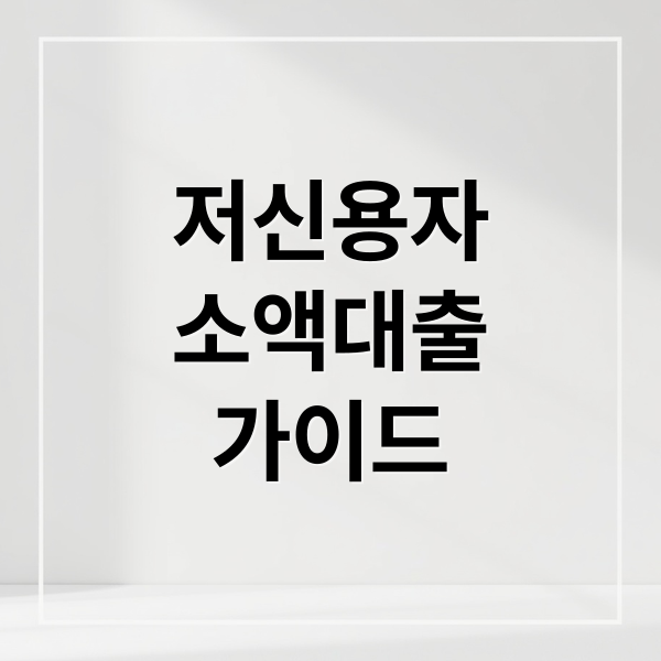 저신용자 소액대출에 관한 종합 가이드
