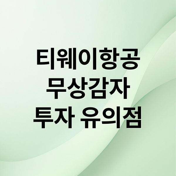 티웨이항공 무상감자: 주가 전망, 대명소노그룹 관계, 투자 유의점