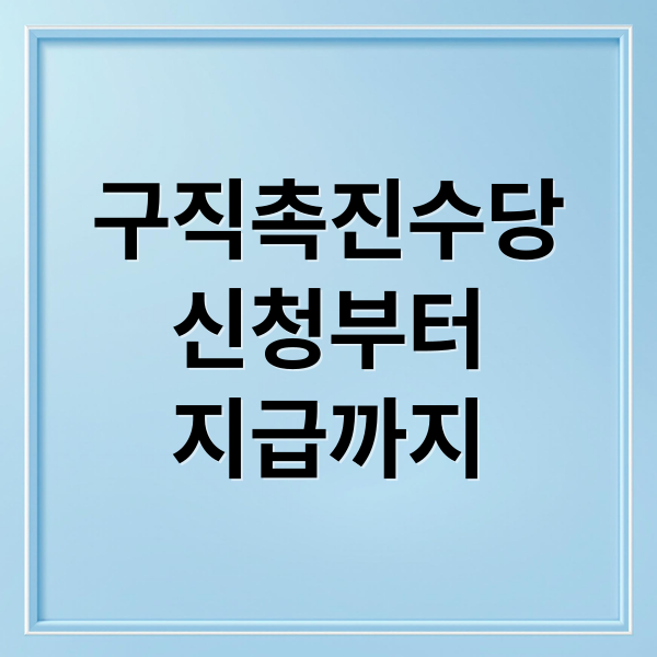 구직촉진수당 A to Z: 신청부터 지급, 국민취업지원 연계까지 완벽 분석