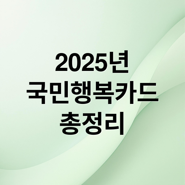 2025 국민행복카드 총정리: 발급 조건, 혜택 비교, 사용처 완벽 가이드