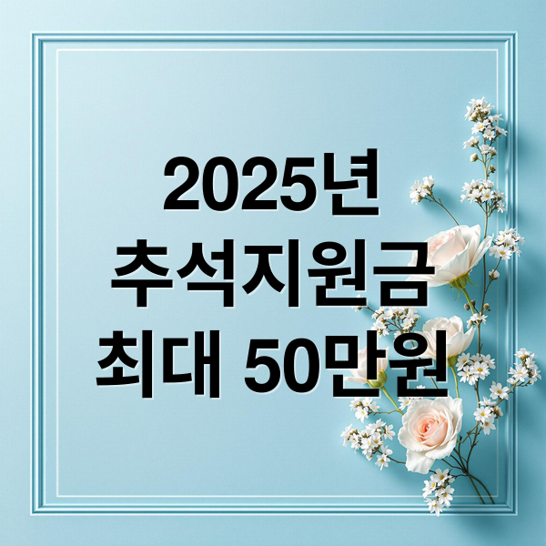 2025년 추석지원금: 최대 50만원! 신청 방법, 대상, 지급일정 총정리