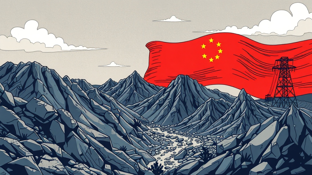 희토류 투자: 관련주 분석, ETF 전략, 시장 전망 및 투자 리스크 A to Z 7 중국 수출 통제 영향 (illustration 스타일)