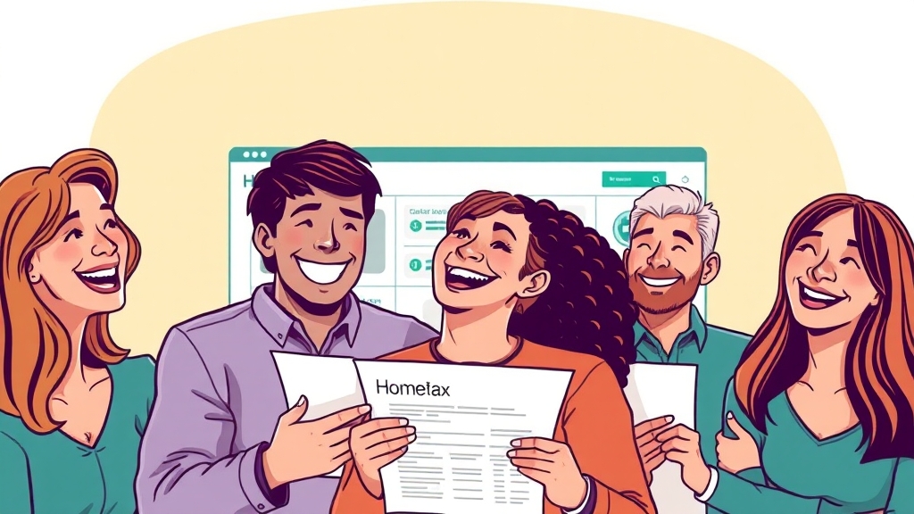 홈택스 조회 방법 (illustration 스타일)