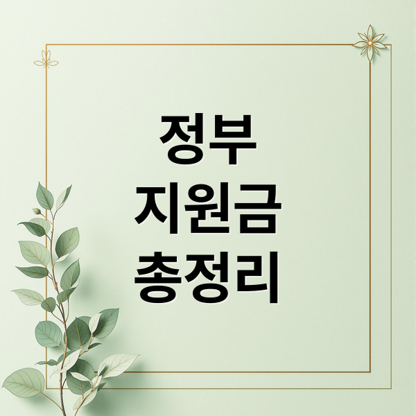 정부 지원금 총정리: 대상, 자격, 종류, 신청방법, 사용처 완벽 가이드
