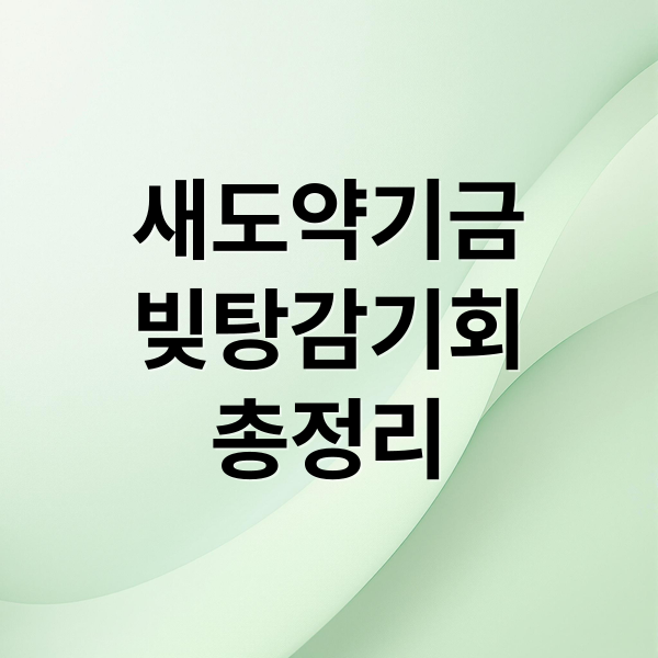 새도약기금 완벽 분석: 지원 조건, 빚 탕감 기준, 신청 방법 총정리