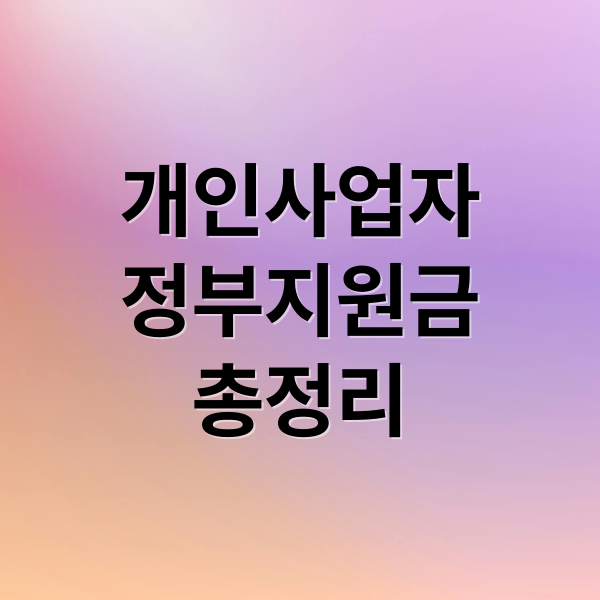 2025 개인사업자 정부지원금 총정리: 자격, 신청, 꿀팁, 대출, 폐업 지원 완벽 가이드