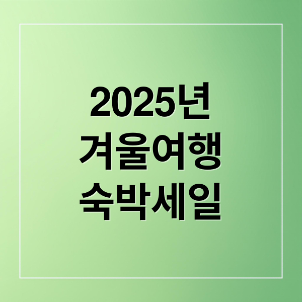 2025 겨울 숙박세일페스타: 할인권 발급부터 사용 꿀팁까지 완벽정리