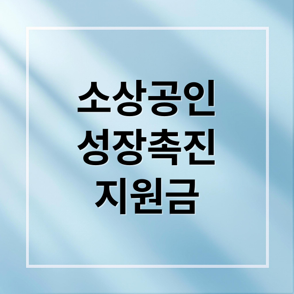 소상공인 성장촉진 지원금 2025 총정리: 대상, 신청, 활용 A to Z