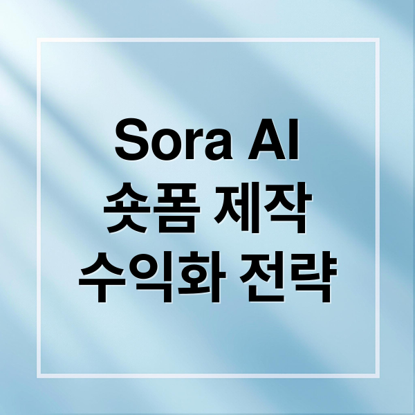 Sora AI 숏폼 제작 A to Z: 프롬프트 비법, 수익화 전략 완벽 가이드