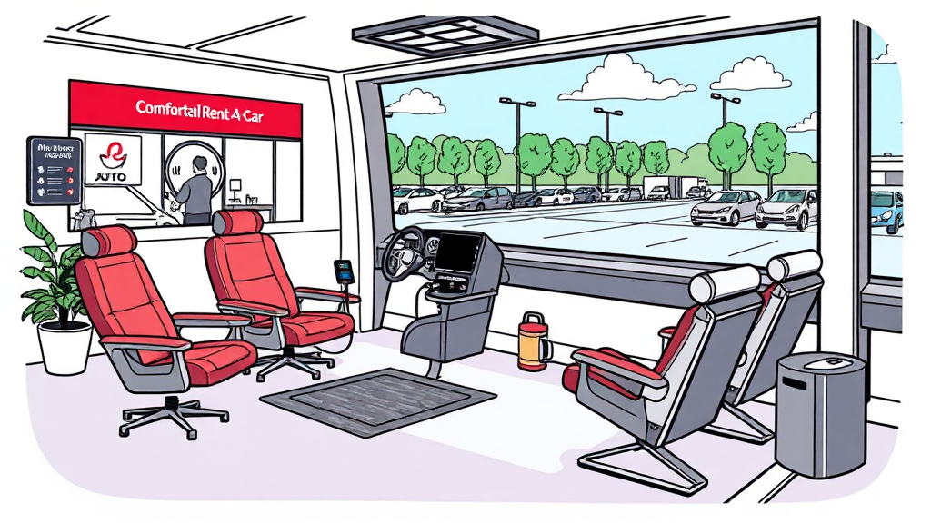 기아 오토큐 완벽 가이드: 서비스, 예약, 보증, 문제 해결 A to Z 7 서비스센터 편의시설 (illustration 스타일)