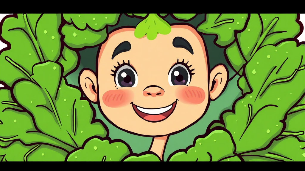 컬리케일 분말의 효능 (cartoon 스타일)