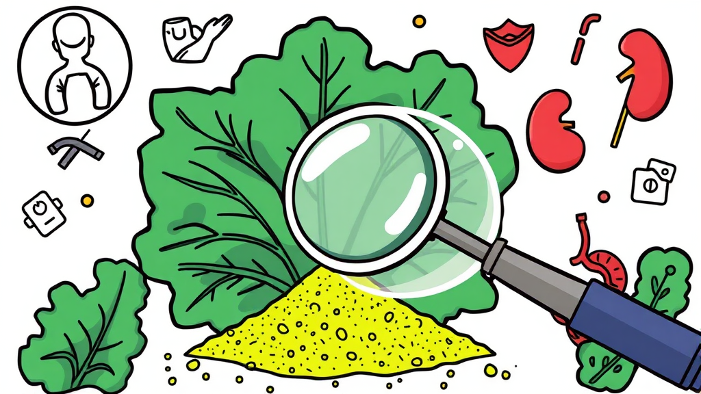 컬리케일 분말 섭취 시 주의사항 (cartoon 스타일)