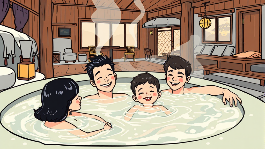 부곡온천 가족탕 숙소 완벽 가이드: BEST 4 비교 & 꿀팁, 주변 맛집까지! 3 가족탕 숙소 선택, 핵심은? (illustration 스타일)