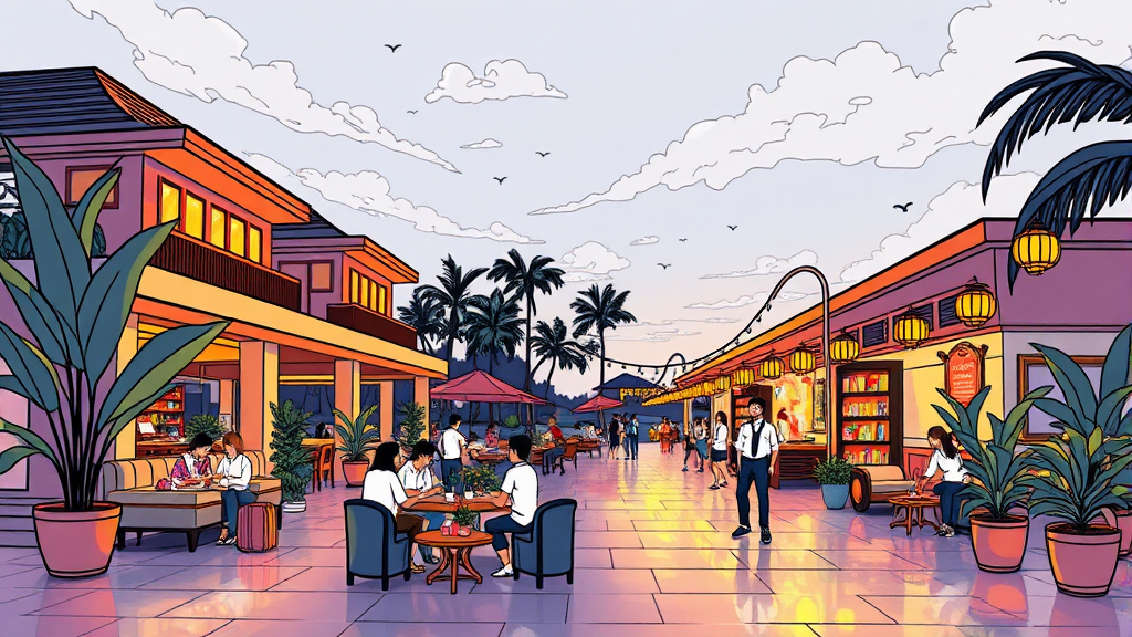 푸꾸옥 베스트웨스턴 리조트 완전 분석: 객실, 수영장, 조식, 프라이빗 비치 총정리 2 리조트 첫인상: 공항 근접 & 야시장 (illustration 스타일)