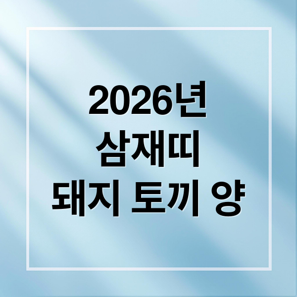 2026년 삼재띠: 돼지띠, 토끼띠, 양띠 완벽 분석! 뜻, 특징, 대처법