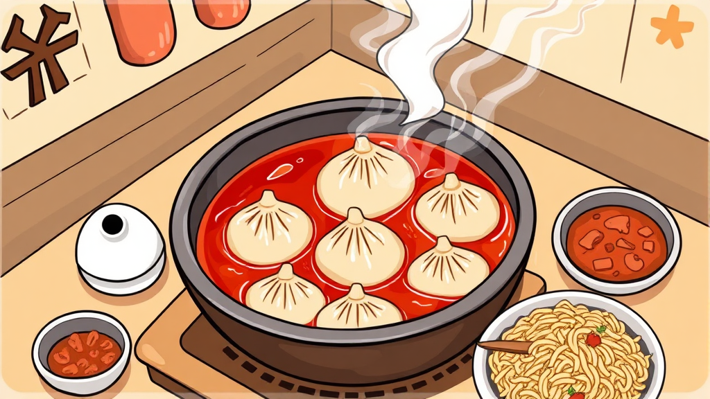 황해도 만두전골: 메뉴 및 가격 (cartoon 스타일)