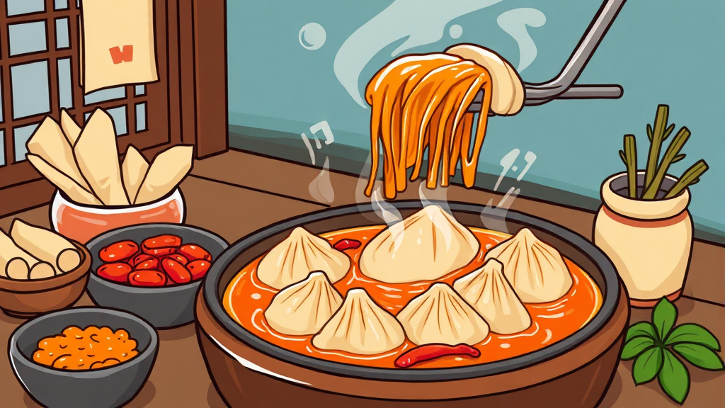 황해도 만두전골 맛있게 먹는 팁 (cartoon 스타일)