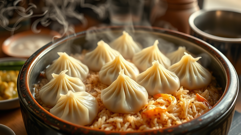 황해도 만두전골: 포장 및 볶음밥 (realistic 스타일)