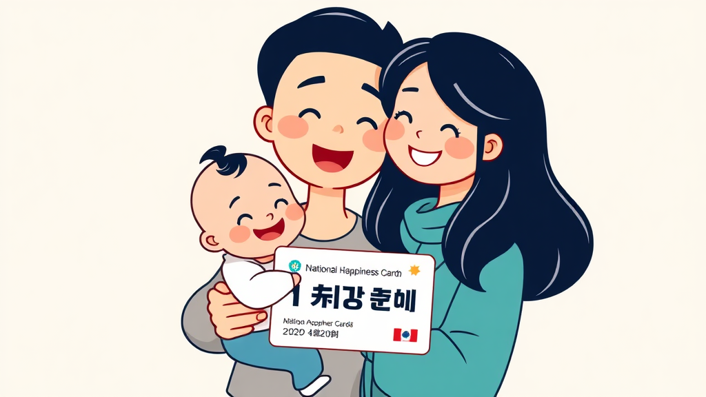 국민행복카드 완벽 가이드: 임신 바우처 신청부터 사용, 혜택까지! 2 국민행복카드: 육아 필수템 (cartoon 스타일)
