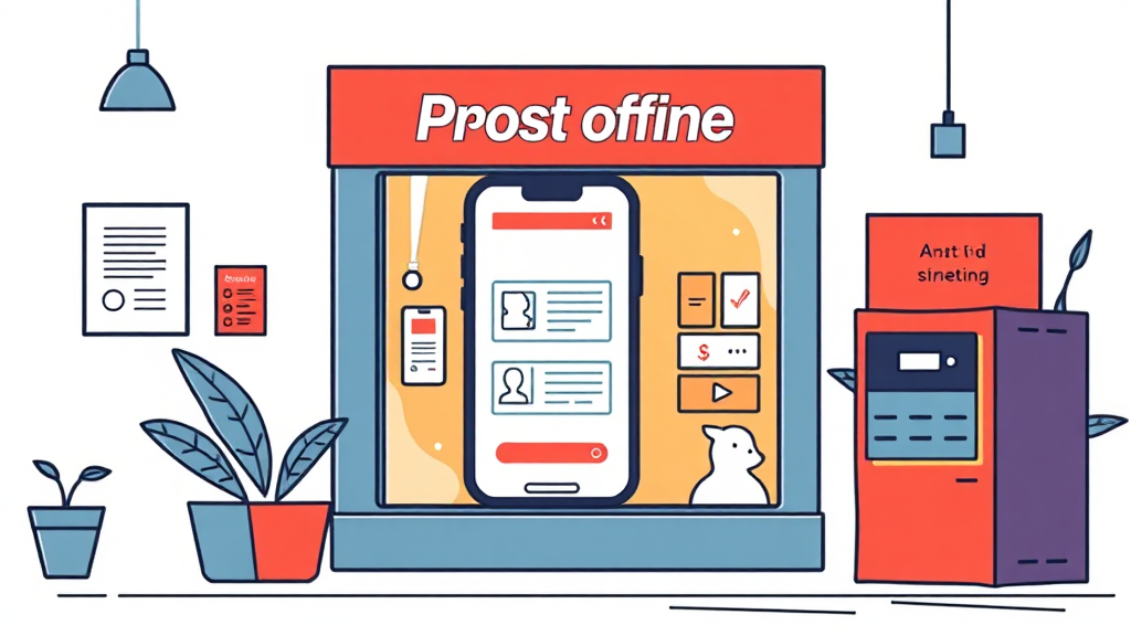 우체국 인터넷뱅킹 신청 및 가입 (illustration 스타일)