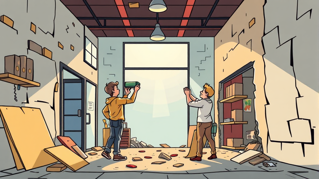 점포 철거비 지원 안내 (cartoon 스타일)