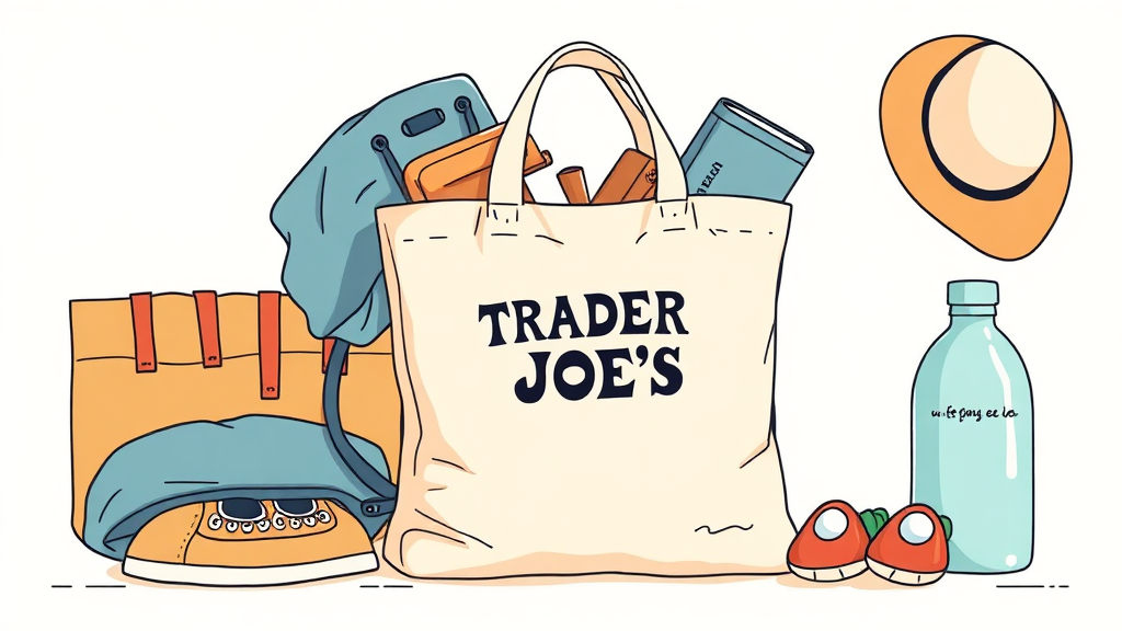 디자인부터 실용성까지: 트레이더조 에코백의 매력 탐구 (illustration 스타일)