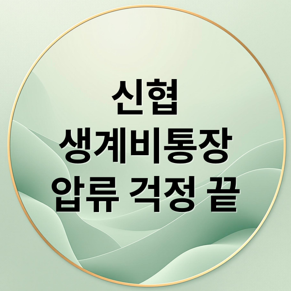 신협 생계비통장: 월 250만원 압류 걱정 끝! 가입 조건부터 활용 팁까지