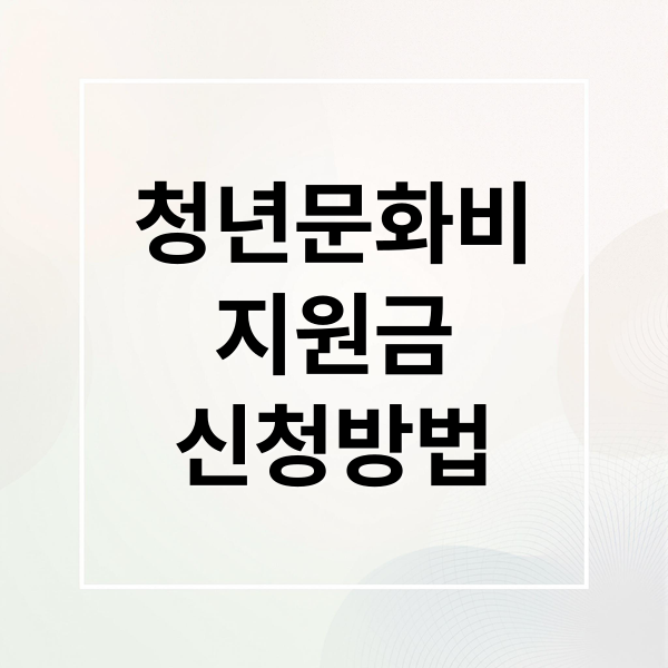 청년문화비 지원금 20만원: 신청부터 사용까지 A to Z 완벽 가이드