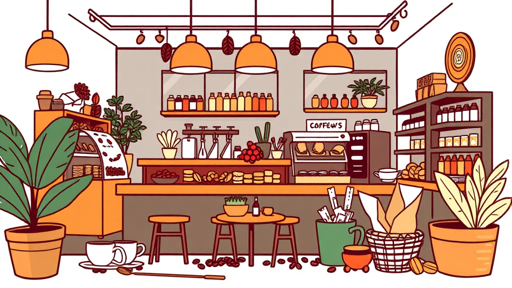 커피 & 원두: 최신 트렌드와 인기 부스 탐방 (illustration 스타일)