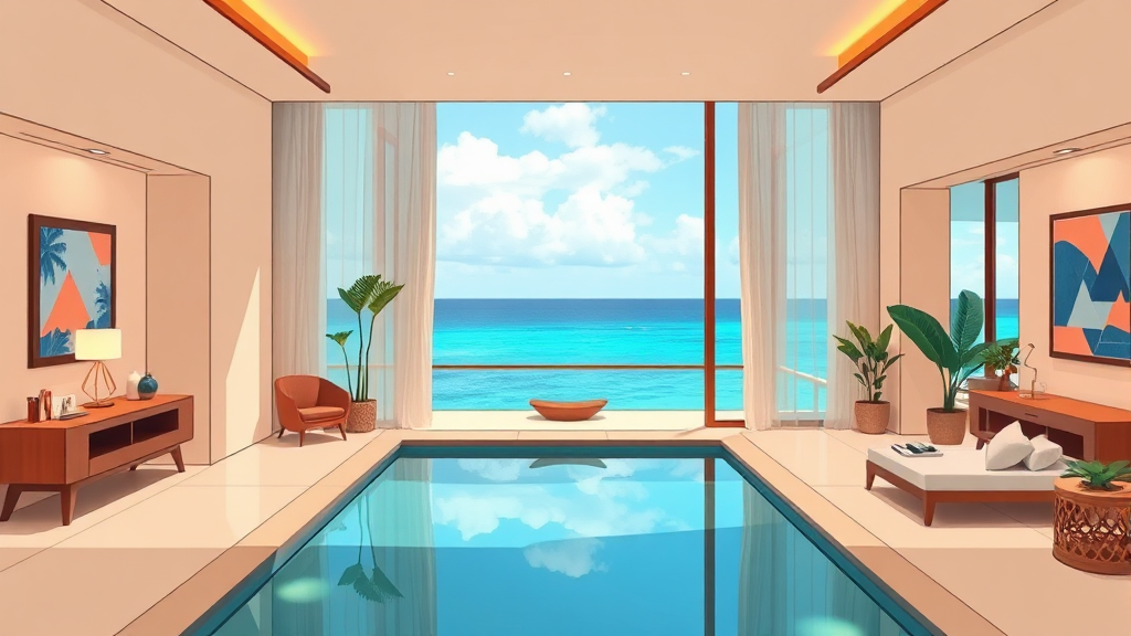 나만의 공간: 프라이빗 풀빌라의 황홀함 (illustration 스타일)