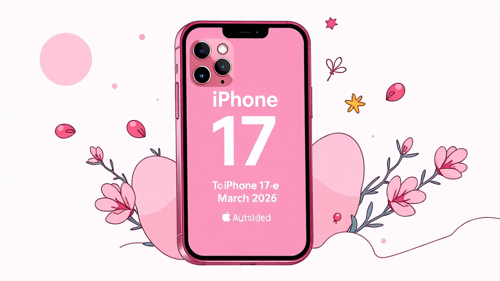 아이폰 17e 출시일 및 사전예약 정보 (illustration 스타일)