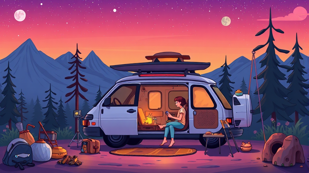 캠핑 트렌드 및 가족 단위 방문객 추천 (cartoon 스타일)