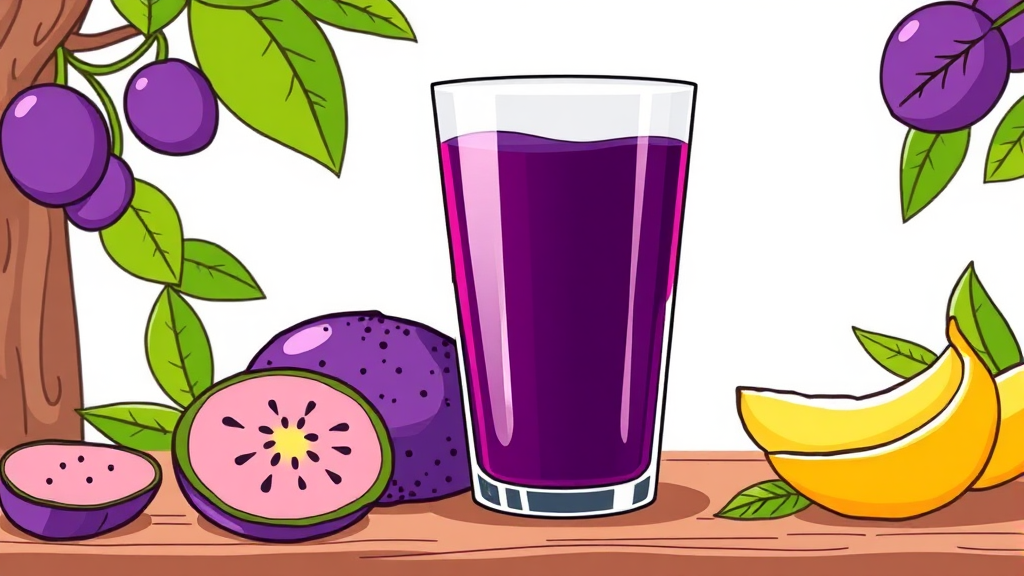 자보티카바 주스: 건강하게 마시는 방법과 주의사항 (cartoon 스타일)