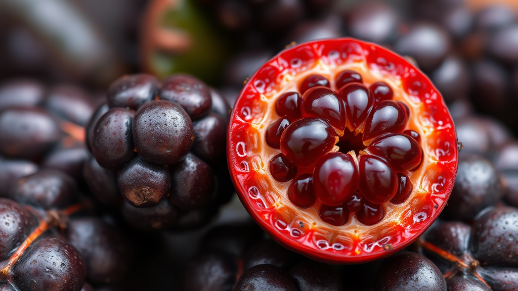 자보티카바의 숨겨진 비밀: 씨앗과 영양 성분 (realistic 스타일)