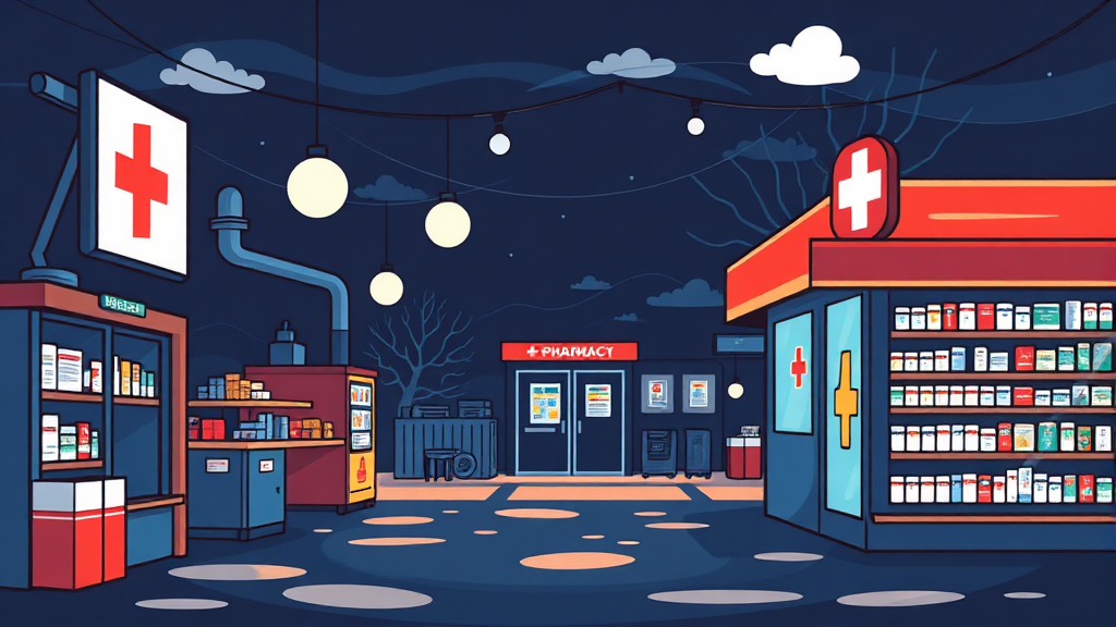 밤낮없이 약국 찾기: 24시간 약국 정보의 모든 것 (illustration 스타일)