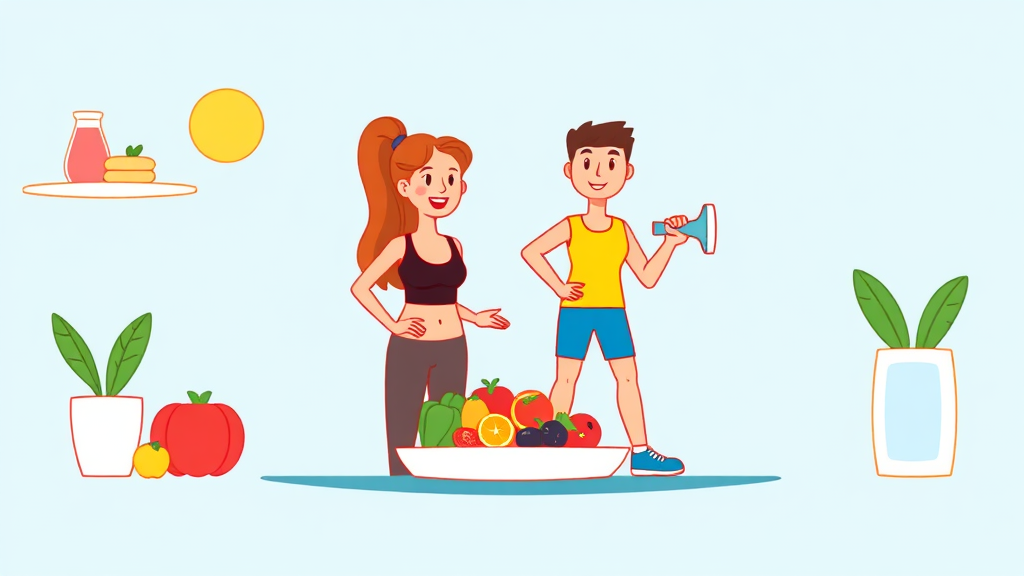 산양컷, 건강한 식단 및 운동 루틴과의 시너지 (cartoon 스타일)